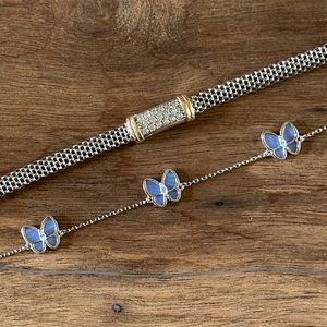 Set of 2 Stackable Designer Inspired Silver Toned Bracelets